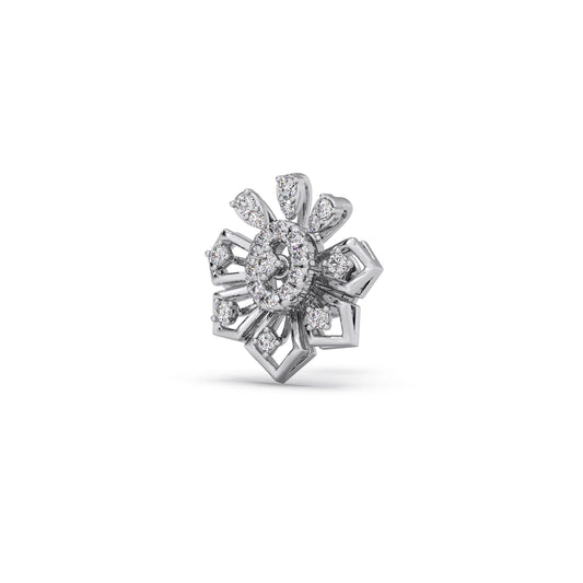 Round Diamond Starburst Platinum Earrings - Plt