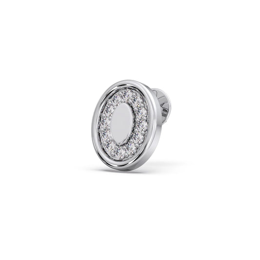 Double Oval Diamond Stud Platinum Earrings - Plt