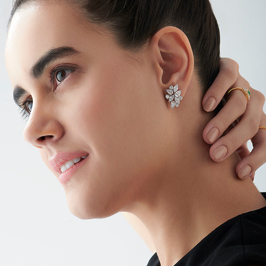 Pear, Marquise, and Round Diamond Cluster Earrings - MQ
