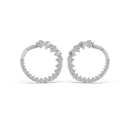 Spherical Diamond Hoops Earrings - White