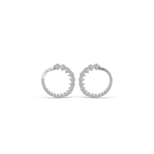 Spherical Diamond Hoops Earrings - White