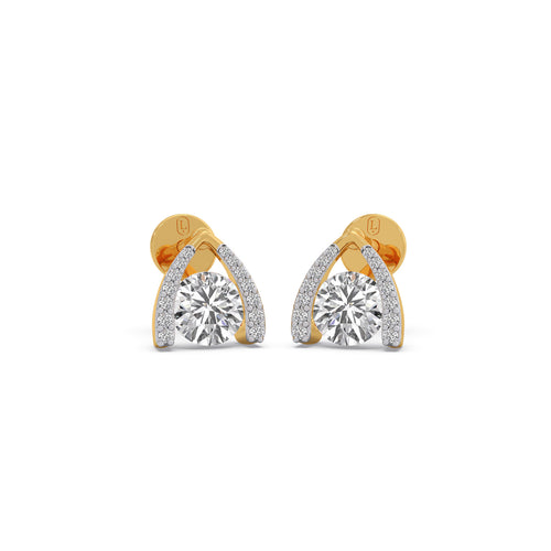 Round Solitaire with Diamond Accent Earrings