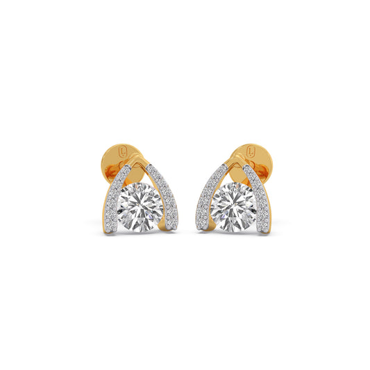 Round Solitaire with Diamond Accent Earrings - Yellow