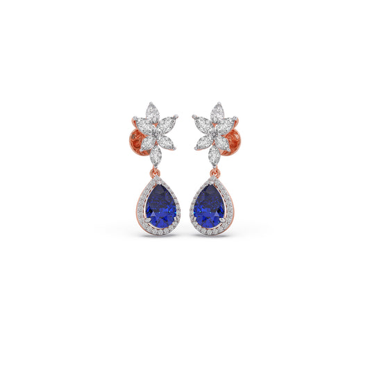 Blue Majesty Gemstone Drop Earrings - Rose