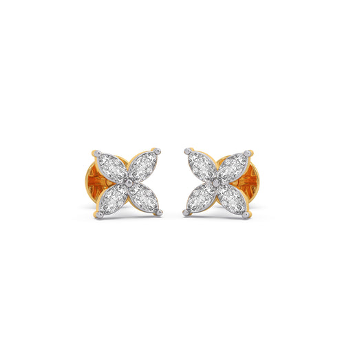 Floral Marquise Diamond Stud Earrings