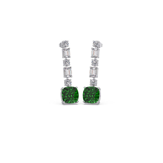 Imperial Emerald Stones Drop Earrings - White