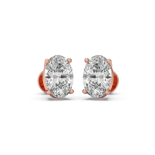 Solitaire Oval Earrings - Rose