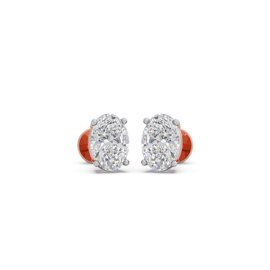Solitaire Oval Earrings - Rose