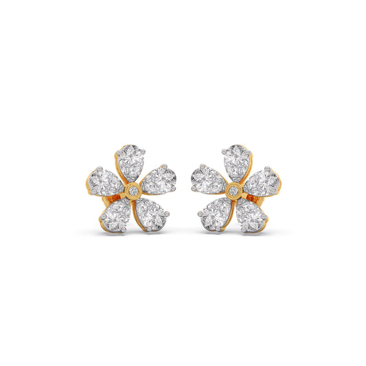 Petal Diamond Stud Earrings - Yellow