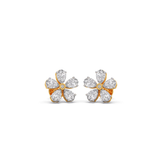 Petal Diamond Stud Earrings - Yellow