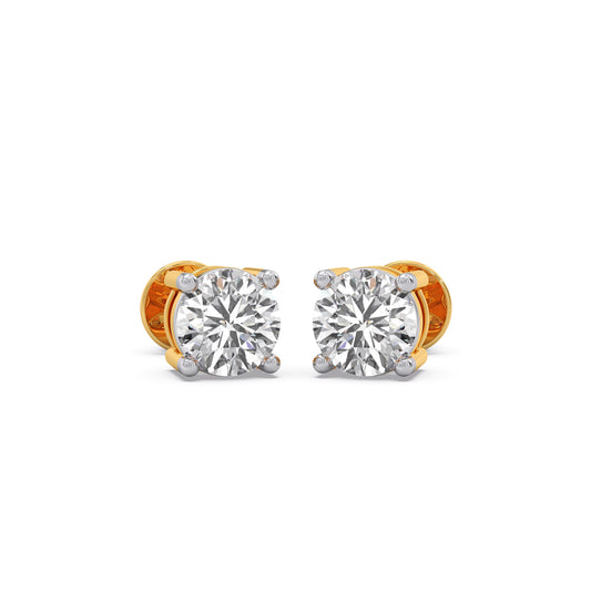 Round Cut Diamond Luna Studs - Yellow