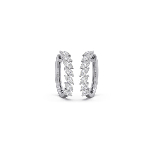 Marquise Hoop Diamond Earrings - White