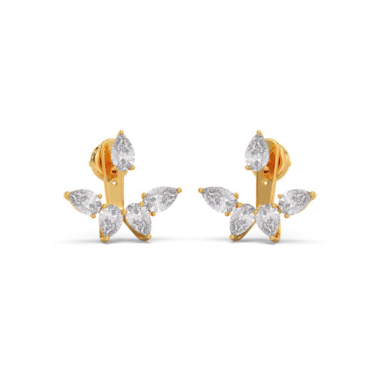 Pear Bloom Diamond Earrings - Yellow