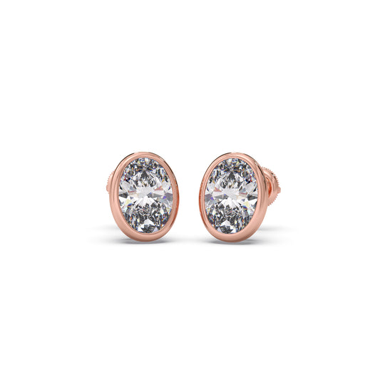 Solitaire Diamond Stud Earrings - Rose