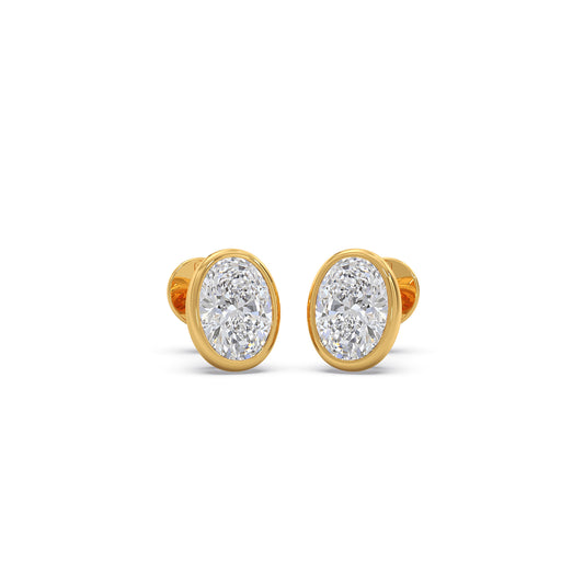 Solitaire Diamond Stud Earrings - Yellow
