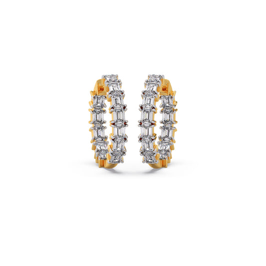 Emerald Cut Diamond Earrings - Yellow