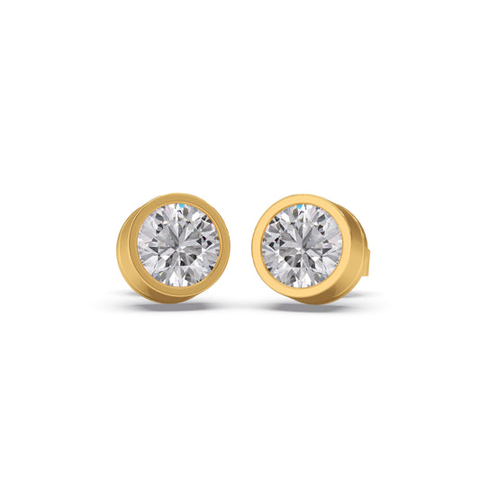 Round Cut Bezel Brilliance Studs - Yellow