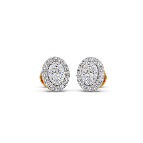 Classic Oval & Round Diamond Halo Studs Earring