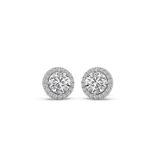 Timeless Halo Round Diamond Earrings - Yellow