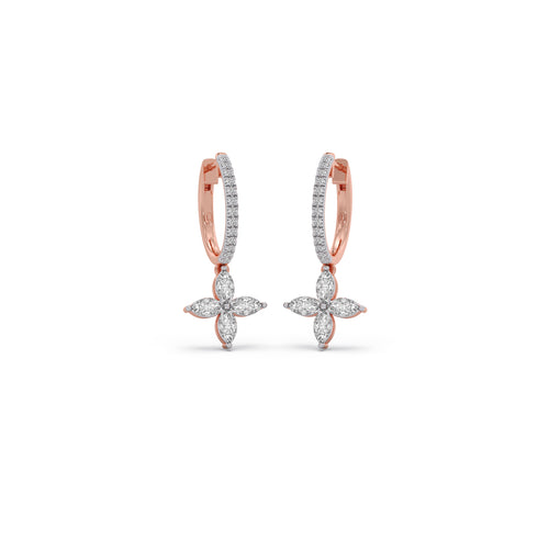 Marquise & Round Diamond Dangle Earrings