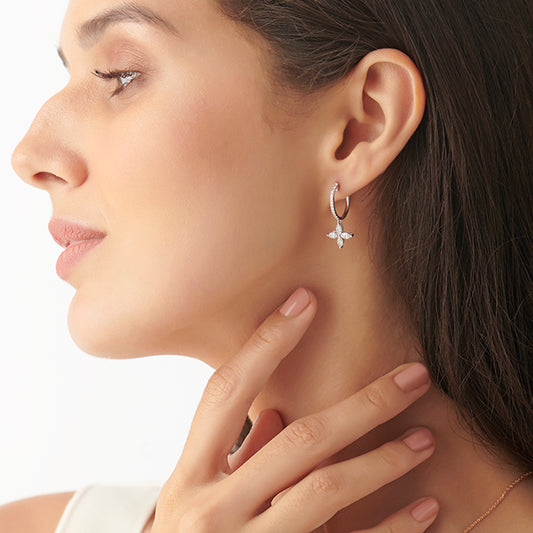 Marquise & Round Diamond Dangle Earrings - MQ