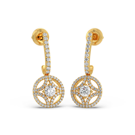 Starburst Diamond Dangle Earrings - Yellow
