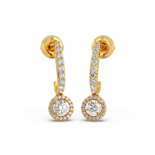 Diamond Stud and Halo Dangle Earrings - Yellow