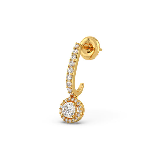 Diamond Stud and Halo Dangle Earrings - Yellow