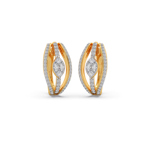 Curved Cluster Diamond Hoop Earrings