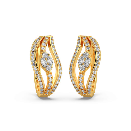 Curved Diamond Hoop Earrings - Yellow