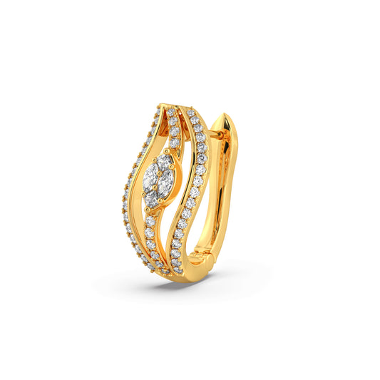 Curved Diamond Hoop Earrings - Yellow