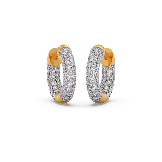 Dome Diamond Hoops Earrings - Yellow