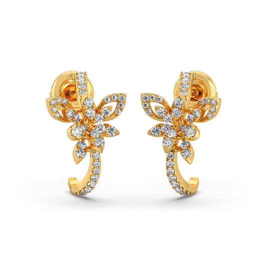 Butterfly Diamond Hoops Earrings - Yellow