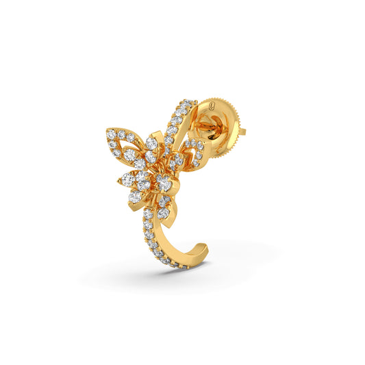 Butterfly Diamond Hoops Earrings - Yellow