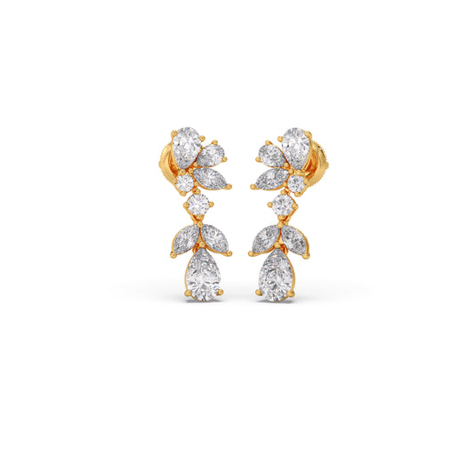 Celestia Pear Diamond Drops Earrings - Yellow
