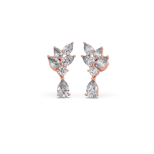 Feminine Pear Diamond Drop Earrings - Rose