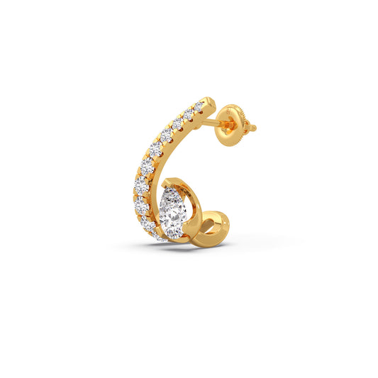 Crescent Peardrop Diamond J-Bali Earrings - Yellow