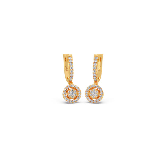 Diamond Huggie Hoop Dangle Earrings - Yellow