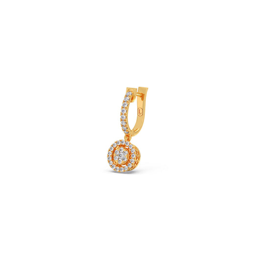 Diamond Huggie Hoop Dangle Earrings - Yellow