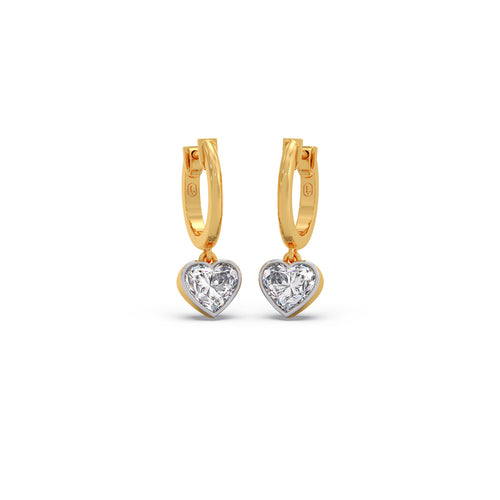 2ct Heart Solitaire Hoop Earrings