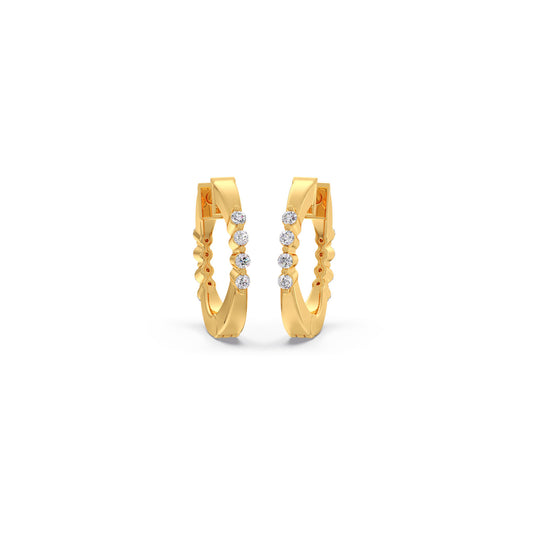 Channel Set Diamond Hoop Earrings - Yellow