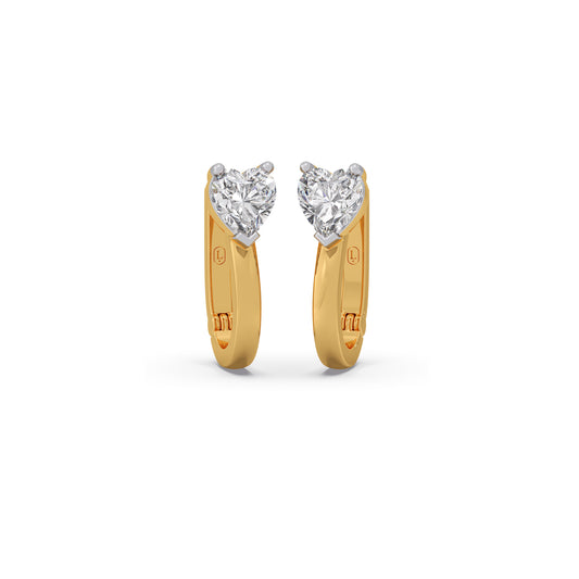 2 ct Heart Cut Solitaire Hoop Earrings - Yellow