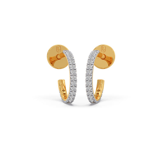 Glamour Round Diamond Hoop Earrings - Yellow