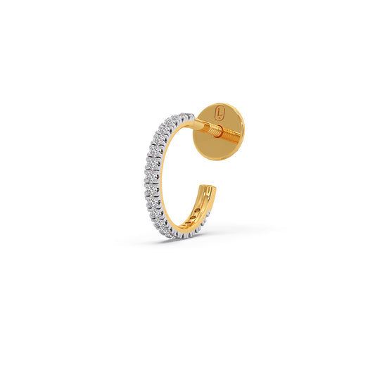 Glamour Round Diamond Hoop Earrings - Yellow
