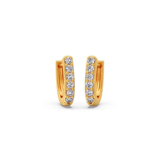 Classic Diamond Huggie Earrings - Yellow