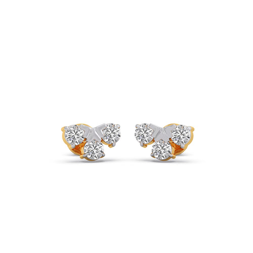 Round Floral Diamond Stud Earrings