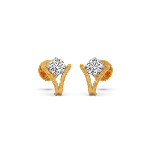 Four-Prong Round Diamond Stud Earrings