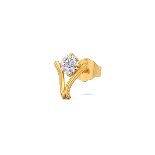 Four-Prong Round Diamond Stud Earrings - Yellow