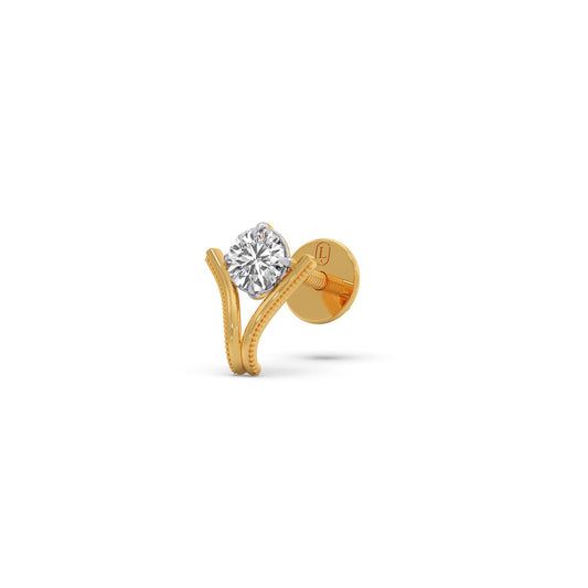 Four-Prong Round Diamond Stud Earrings - Yellow