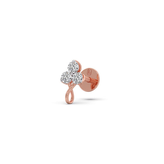 Round Clover Diamond Stud Earrings - Rose